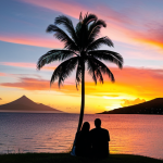 Romantic Sunset at Freemans Bay**

"A couple in modest clothing watching a vibrant sunset over Freemans Bay, Antigua. The sky is filled with orange and pink hues reflecting on the calm water. Palm trees silhouette the scene. Safe for work, appropriate content, fully clothed, professional photography, perfect anatomy, natural proportions, family-friendly."

**