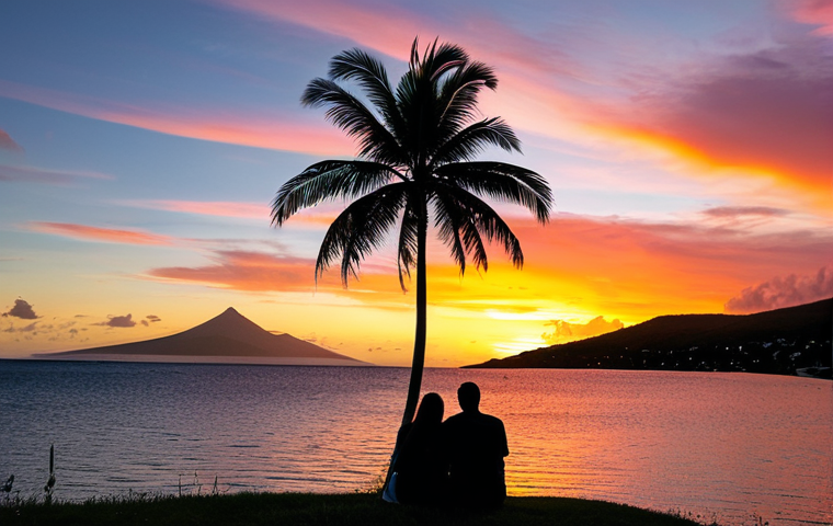 Romantic Sunset at Freemans Bay**

"A couple in modest clothing watching a vibrant sunset over Freemans Bay, Antigua. The sky is filled with orange and pink hues reflecting on the calm water. Palm trees silhouette the scene. Safe for work, appropriate content, fully clothed, professional photography, perfect anatomy, natural proportions, family-friendly."

**